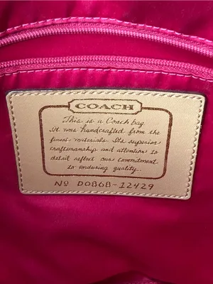 COACH Y2K Vintage Signature Monogram Metallic Tan Leather Stripe Tote Bag Preppy thumbnail 6