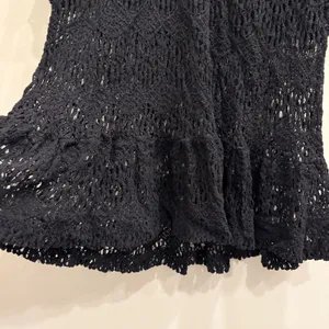 Eberjey Black Crochet Knit Ruffle Hem Swim Cover Up Tunic‎ S/M Boho Resort Wear thumbnail 5