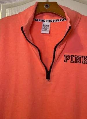 PINK - Victoria's Secret Spellout Quarter Zip Pullover Size Medium NWOT thumbnail 4