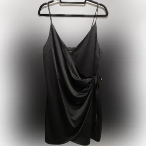 Like New Black Topshop Wrap Dress Size 12 thumbnail 2