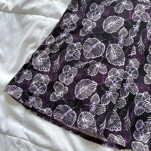 Vintage 90s Skirt Womens Large Black Purple Floral Stretch Feminine Dainty Fairy thumbnail 2