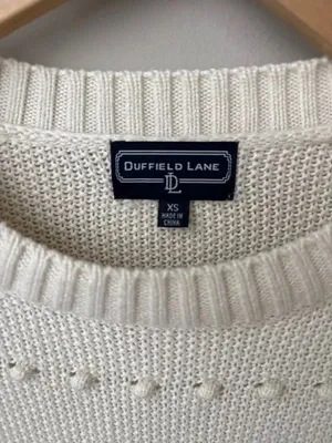 Duffield Lane Ivory Textured Pom Pom Knit Sweater XS thumbnail 2