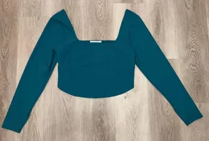 Abercrombie Cropped Corset Ballet Core Top Teal Green Size XL thumbnail 3