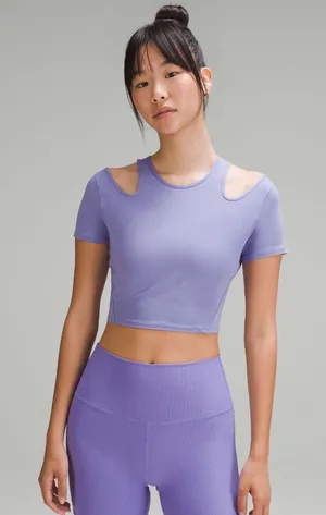 Lululemon Shoulder Cut-Out Yoga T-Shirt - Dark Lavender thumbnail 1