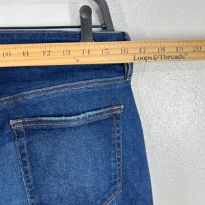LOFT‎ High Rise Mom Jeans Frayed Hem Dark Wash Denim Comfort Stretch Size10 thumbnail 7