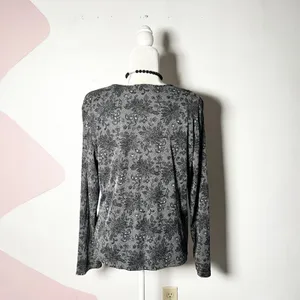 Vtg y2k Black Lace Top Large Mesh Fairy Grunge Gothic Indie Sleaze thumbnail 2