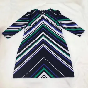 Pre-Owned ICE Blue Colorful Knee Length Dress Diagonal Stripes 3/4 Sleeve Sz XL thumbnail 1