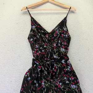 Lulus Nina Black Floral Wide Leg Jumpsuit Sleeveless Surplice V-Neck Women Small thumbnail 6