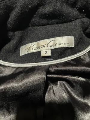 Kenneth Cole Black Belted Double Breasted Fitted Wool Coat Jacket thumbnail 7