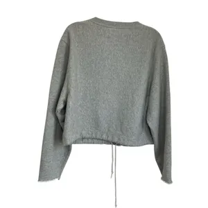 PINK Victoria's Secret Gray Cropped Sweatshirt Small Drawstring Hem Logo‎ thumbnail 2