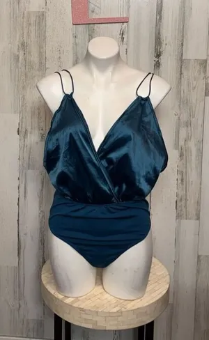 Curve teal satin bodysuit (size 0XL) thumbnail 1