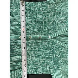 Sundance Smocked Button Maxi Dress S Green White Striped Tiered Cottage Boho thumbnail 15