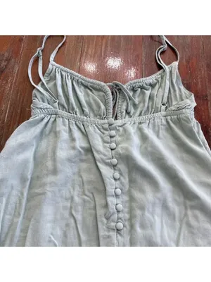 Princess Polly Sage Green Linen Blend Tie-Front Mini Dress - US 4 Festival thumbnail 11