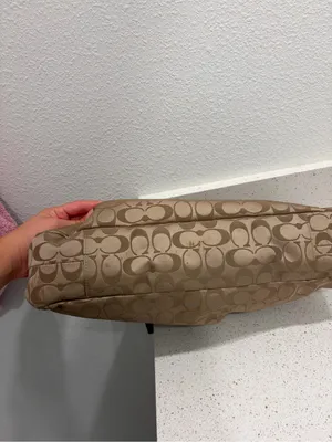 Coach Ashley Signature Sateen Carryall Satchel Bag F15510 Khaki Brown Leather⁠ thumbnail 8