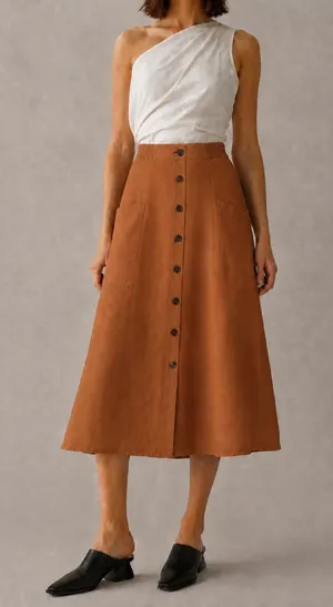 Urban Outfitters Linen Button Front Maxi Skirt Rust Brown Size Small thumbnail 1
