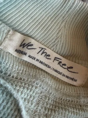 We The Free People Light Green Pullover Sweater Stretch Waffle Knit Size Medium thumbnail 13