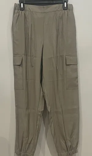 Olive Cargo Jogger Pants - Casual Utility Style new small with side pockets thumbnail 1