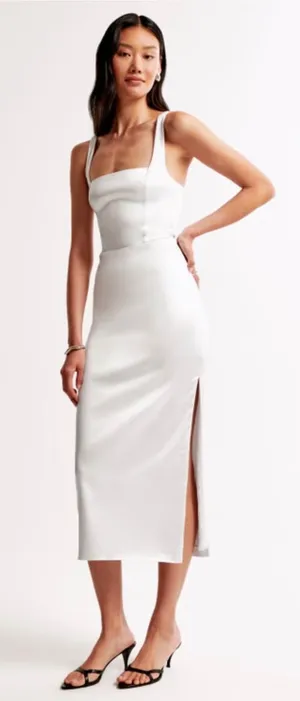 Abercrombie & Fitch Sculpting Stretch Satin Midi Dress thumbnail 1