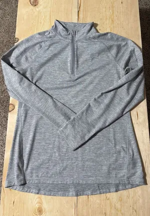Old Navy Active Womens Gray‎ Space Dye Quarter Zip Pullover Thumbholes Large thumbnail 1