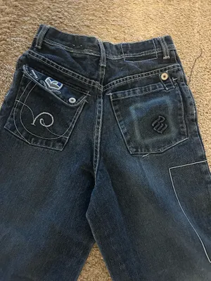 Rocawear Dark Blue Denim Jeans with White Contrast Stitching sz 12 Boys thumbnail 9