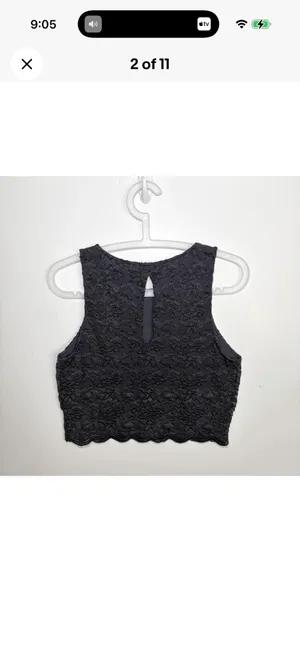 Free People Intimately Graphite Floral Lace Crop Top Keyhole Back Sleeveless S thumbnail 2