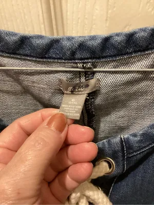 aerie Blue Denim Tie-Front Ruffle Tank thumbnail 2