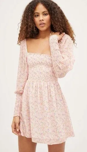 Hill House The Grace Nap Dress in Pink Multi Pansy thumbnail 1