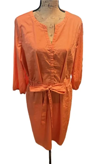 Croft & Barrow Orange Midi Dress Size XL thumbnail 1