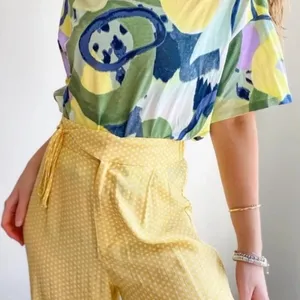 Zara Yellow Polka Dot Palazzo Pants thumbnail 1