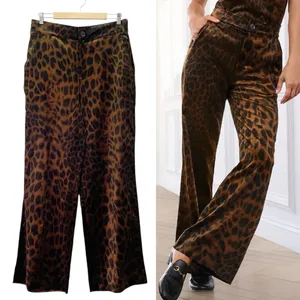 Cabi Party Velvet Pant Leopard Print Wide Leg Trousers Brown Black Size Large thumbnail 14
