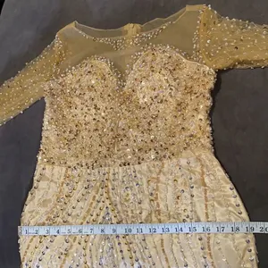 Women’s Gold Fully Beaded Dress M **READ DESCRIPTION** thumbnail 10