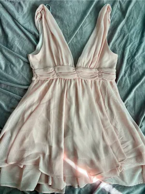 Love Tree Pale Pink Deep V Chiffon High-Low Dress thumbnail 1