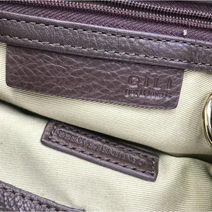 G.I.L.I. Pebbled Leather Hobo Tote Bag Brown Everyday Office Travel Weekender thumbnail 8