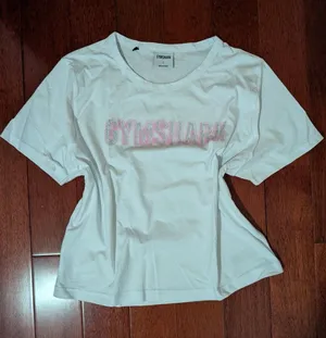 Gymshark Pink Rhinestone Logo Cropped Tee Size L thumbnail 1