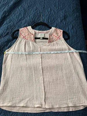 KNOX ROSE Blush Pink Embroidered Gauze Top Blouse Shirt Size XS thumbnail 7