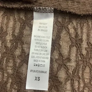 Good Days Project Women's XS Brown Lace Ruffle Tie Front‎ Top Sheer Long Sleeves thumbnail 6