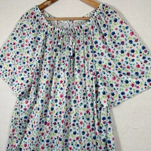 Vintage 1X Joro Womens Blouse Hawaiian MuuMuu Peasant Top Short Sleeve Floral‎ thumbnail 2