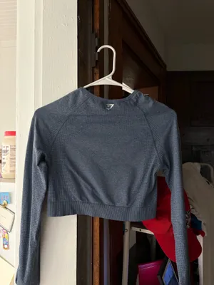 Gymshark Crop Long Sleeve Top Vital Seamless Blue Small thumbnail 4