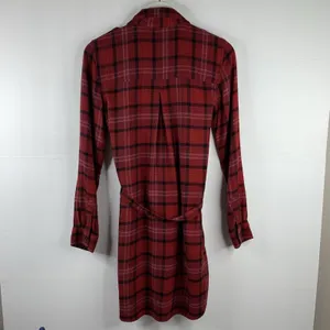 American Eagle Size XS Shirt Dress Red Flannel Plaid Button Front Long Sleeve thumbnail 10