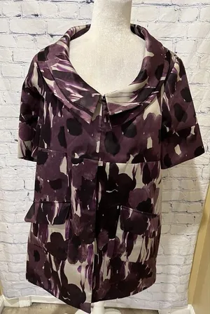 Simply Vera Wang Tunic jacket shiny floral fabric Size Large thumbnail 1