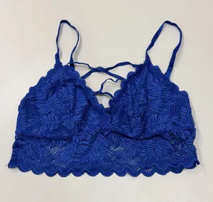 Avidlove Women’s M Blue Lace Bralette Strappy Longline Lingerie Top thumbnail 1