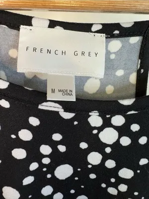 NWOT French Grey Black and White Polka Dot Dress Sz Med thumbnail 2