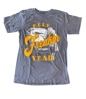 Elle Gray Tee with Bold Yellow 'Freakin Yeah' Graphic thumbnail 1