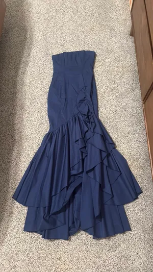 babyboo maxi navy ruffle dress thumbnail 2