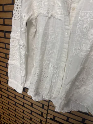 Sundance White Floral Button Down Shirt Size small thumbnail 3