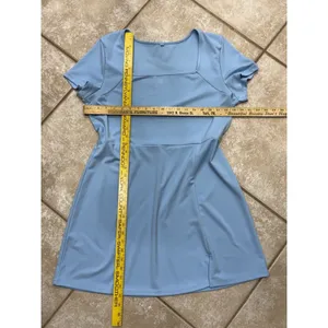 Whisper Light Blue Mini Dress with Square Neckline and Short Sleeves – Size XXL thumbnail 5