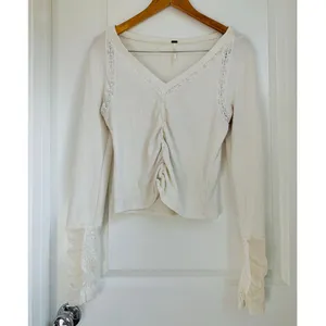 Free People Wear Me Out Thermal Mesh Lace Cuff Sleeve Top Medium Cottagecore‎ thumbnail 5