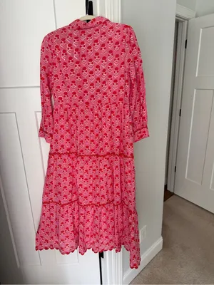 Pink City Prints Gina Pink Maxi Ling Sleeve Dress New NWT Bubblegum thumbnail 6