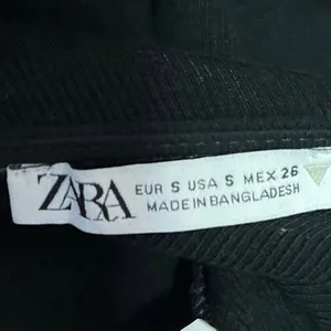Zara Women's Black Rib Knit Strapless Bandeau Tube Cropped Tank Top Size S thumbnail 3