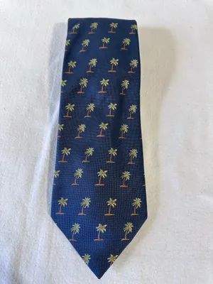 Tommy Bahama Mens Navy Blue Silk Tie Palm Tree Tropical Beach thumbnail 5